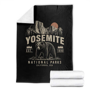 Vintage Yosemite National Park Throw Blanket Retro Bear Nature Wildlife Forest TS10 Black Print Your Wear