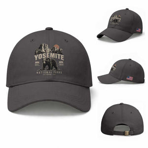 Vintage Yosemite National Park Baseball Cap Retro Bear Nature Wildlife Forest TS10 Baseball Cap Universal Fit Dark Gray Print Your Wear