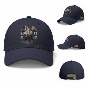 Vintage Yosemite National Park Baseball Cap Retro Bear Nature Wildlife Forest TS10 Baseball Cap Universal Fit Navy Print Your Wear