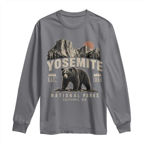 Vintage Yosemite National Park Long Sleeve Shirt Retro Bear Nature Wildlife Forest TS10 Charcoal Print Your Wear