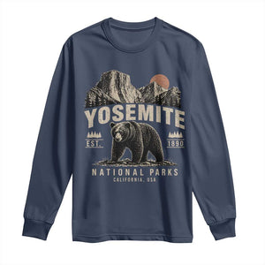 Vintage Yosemite National Park Long Sleeve Shirt Retro Bear Nature Wildlife Forest TS10 Navy Print Your Wear