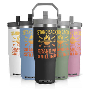 Grandpa Is Grilling Flip Straw Tumbler Funny Fathers Day BBQ
