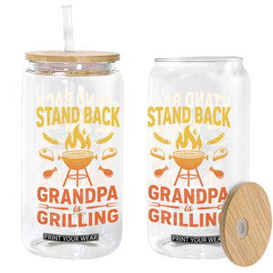 Grandpa Is Grilling Glass Can Funny Fathers Day BBQ