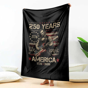 Abraham Lincoln Playing Guitar 250th Anniversary Throw Blanket 250 Years 1776 2026 4th July USA Flag We The People