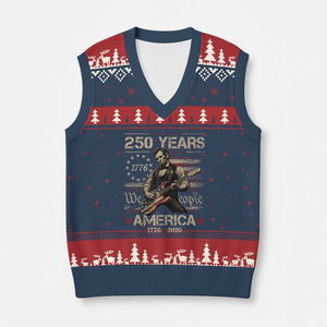 Abraham Lincoln Playing Guitar 250th Anniversary V-Neck Knit Sweater Vest 250 Years 1776 2026 4th July USA Flag We The People