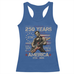 Abraham Lincoln Playing Guitar 250th Anniversary Racerback Tank Top 250 Years 1776 2026 4th July USA Flag We The People