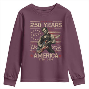 Abraham Lincoln Playing Guitar 250th Anniversary Youth Sweatshirt 250 Years 1776 2026 4th July USA Flag We The People