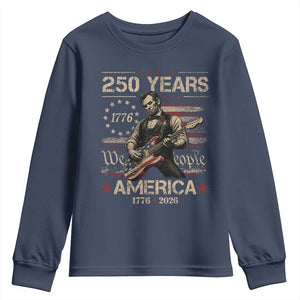 Abraham Lincoln Playing Guitar 250th Anniversary Youth Sweatshirt 250 Years 1776 2026 4th July USA Flag We The People