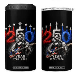 Vintage Abraham Lincoln Abe Lincoln Playing Guitar 250 Years 4 in 1 Can Cooler Tumbler 1776 2026 Humor Patriotic TS10 One Size: 16 oz Black Print Your Wear