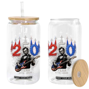 Vintage Abraham Lincoln Abe Lincoln Playing Guitar 250 Years Glass Can 1776 2026 Humor Patriotic TS10 Print Your Wear