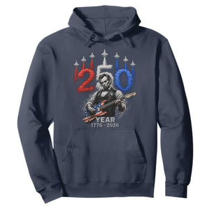 Vintage Abraham Lincoln Abe Lincoln Playing Guitar 250 Years Hoodie 1776 2026 Humor Patriotic TS10 Navy Print Your Wear