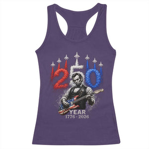 Vintage Abraham Lincoln Abe Lincoln Playing Guitar 250 Years Racerback Tank Top 1776 2026 Humor Patriotic TS10 Purple Print Your Wear