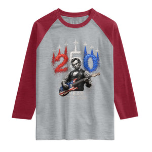 Vintage Abraham Lincoln Abe Lincoln Playing Guitar 250 Years Raglan Shirt 1776 2026 Humor Patriotic TS10 Heather Gray Heather Red Print Your Wear