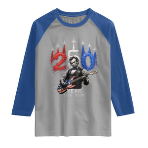 Vintage Abraham Lincoln Abe Lincoln Playing Guitar 250 Years Raglan Shirt 1776 2026 Humor Patriotic TS10 Sport Gray Royal Print Your Wear