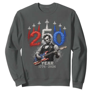 Vintage Abraham Lincoln Abe Lincoln Playing Guitar 250 Years Sweatshirt 1776 2026 Humor Patriotic TS10 Dark Heather Print Your Wear