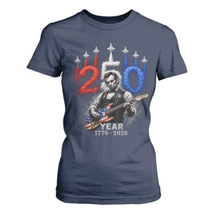 Vintage Abraham Lincoln Abe Lincoln Playing Guitar 250 Years T Shirt For Women 1776 2026 Humor Patriotic TS10 Navy Print Your Wear