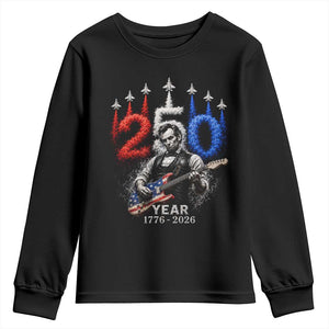 Vintage Abraham Lincoln Abe Lincoln Playing Guitar 250 Years Youth Sweatshirt 1776 2026 Humor Patriotic TS10 Black Print Your Wear