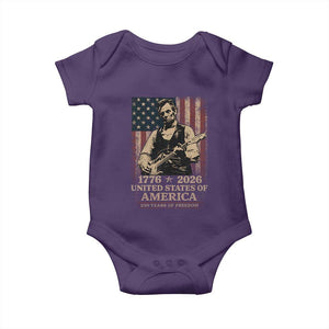 Vintage Abraham Lincoln Abe Lincoln Playing Guitar 250 Years Baby Onesie 1776 2026 Humor Patriotic USA Flag TS10 Purple Print Your Wear