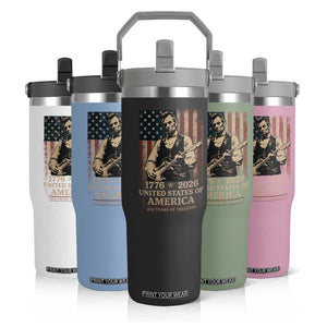 Vintage Abraham Lincoln Abe Lincoln Playing Guitar 250 Years Flip Straw Tumbler 1776 2026 Humor Patriotic USA Flag TS10 Print Your Wear