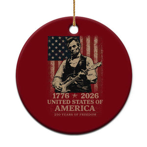 Vintage Abraham Lincoln Abe Lincoln Playing Guitar 250 Years Ceramic Ornament 1776 2026 Humor Patriotic USA Flag TS10 1pc Red Print Your Wear