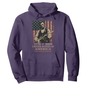 Vintage Abraham Lincoln Abe Lincoln Playing Guitar 250 Years Hoodie 1776 2026 Humor Patriotic USA Flag TS10 Purple Print Your Wear