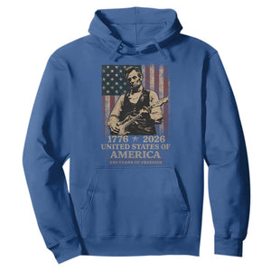 Vintage Abraham Lincoln Abe Lincoln Playing Guitar 250 Years Hoodie 1776 2026 Humor Patriotic USA Flag TS10 Royal Blue Print Your Wear