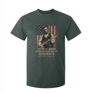 Vintage Abraham Lincoln Abe Lincoln Playing Guitar 250 Years T Shirt For Kid 1776 2026 Humor Patriotic USA Flag TS10 Dark Forest Green Print Your Wear