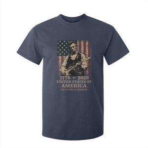 Vintage Abraham Lincoln Abe Lincoln Playing Guitar 250 Years T Shirt For Kid 1776 2026 Humor Patriotic USA Flag TS10 Navy Print Your Wear