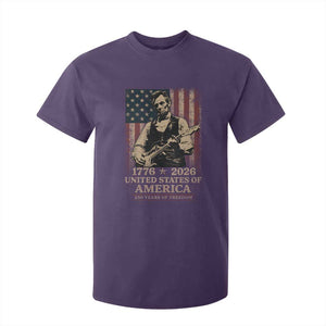 Vintage Abraham Lincoln Abe Lincoln Playing Guitar 250 Years T Shirt For Kid 1776 2026 Humor Patriotic USA Flag TS10 Purple Print Your Wear