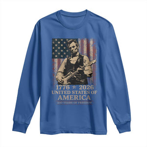 Vintage Abraham Lincoln Abe Lincoln Playing Guitar 250 Years Long Sleeve Shirt 1776 2026 Humor Patriotic USA Flag TS10 Royal Blue Print Your Wear