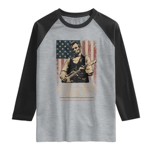 Vintage Abraham Lincoln Abe Lincoln Playing Guitar 250 Years Raglan Shirt 1776 2026 Humor Patriotic USA Flag TS10 Heather Gray Black Print Your Wear