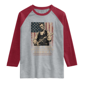 Vintage Abraham Lincoln Abe Lincoln Playing Guitar 250 Years Raglan Shirt 1776 2026 Humor Patriotic USA Flag TS10 Heather Gray Heather Red Print Your Wear