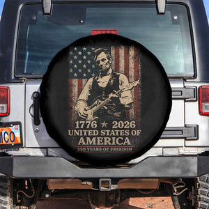 Vintage Abraham Lincoln Abe Lincoln Playing Guitar 250 Years Spare Tire Cover 1776 2026 Humor Patriotic USA Flag TS10 No hole Black Print Your Wear
