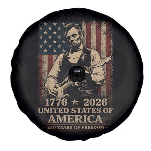 Vintage Abraham Lincoln Abe Lincoln Playing Guitar 250 Years Spare Tire Cover 1776 2026 Humor Patriotic USA Flag TS10 Print Your Wear