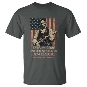 Vintage Abraham Lincoln Abe Lincoln Playing Guitar 250 Years T Shirt 1776 2026 Humor Patriotic USA Flag TS10 Dark Heather Print Your Wear