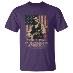 Vintage Abraham Lincoln Abe Lincoln Playing Guitar 250 Years T Shirt 1776 2026 Humor Patriotic USA Flag TS10 Purple Print Your Wear