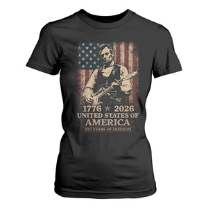 Vintage Abraham Lincoln Abe Lincoln Playing Guitar 250 Years T Shirt For Women 1776 2026 Humor Patriotic USA Flag TS10 Black Print Your Wear