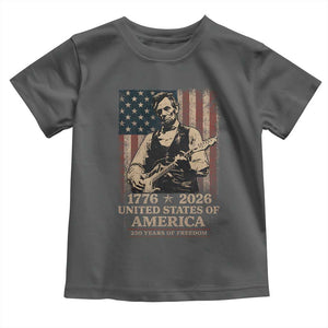 Vintage Abraham Lincoln Abe Lincoln Playing Guitar 250 Years Toddler T Shirt 1776 2026 Humor Patriotic USA Flag TS10 Dark Heather Print Your Wear