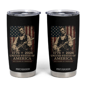 Vintage Abraham Lincoln Abe Lincoln Playing Guitar 250 Years Tumbler Cup 1776 2026 Humor Patriotic USA Flag TS10 Black Print Your Wear