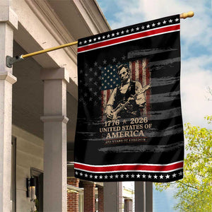 Vintage Abraham Lincoln Abe Lincoln Playing Guitar 250 Years Patriotic Garden Flag 1776 2026 Humor Patriotic USA Flag TS10 Distressed Black Red Print Your Wear