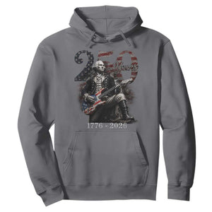 Vintage George Washington Playing Guitar 250 Years Hoodie 1776 2026 Humor Patriotic USA Flag TS10 Charcoal Print Your Wear