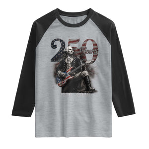 Vintage George Washington Playing Guitar 250 Years Raglan Shirt 1776 2026 Humor Patriotic USA Flag TS10 Heather Gray Black Print Your Wear