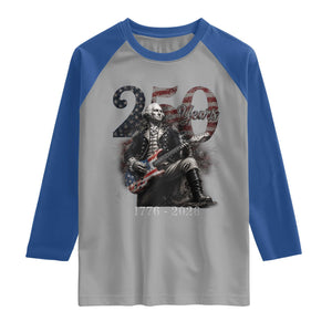 Vintage George Washington Playing Guitar 250 Years Raglan Shirt 1776 2026 Humor Patriotic USA Flag TS10 Sport Gray Royal Print Your Wear