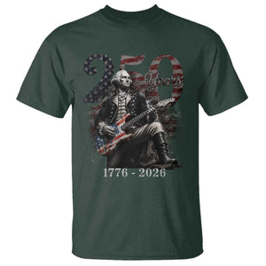 George Washington Playing Guitar – USA 250th Anniversary T-Shirt – Vintage Patriotic Humor Tee TS10 Dark Forest Green Print Your Wear