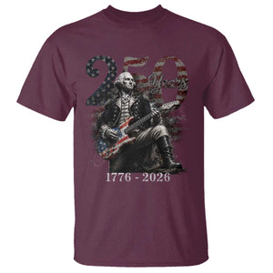 George Washington Playing Guitar – USA 250th Anniversary T-Shirt – Vintage Patriotic Humor Tee TS10 Maroon Print Your Wear
