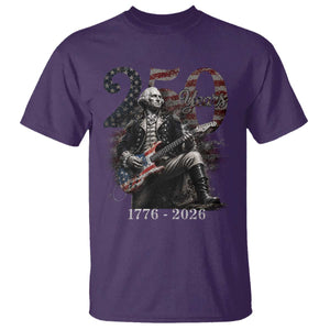 George Washington Playing Guitar – USA 250th Anniversary T-Shirt – Vintage Patriotic Humor Tee TS10 Purple Print Your Wear