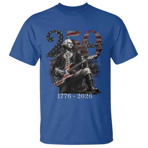 George Washington Playing Guitar – USA 250th Anniversary T-Shirt – Vintage Patriotic Humor Tee TS10 Royal Blue Print Your Wear