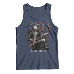 Vintage George Washington Playing Guitar 250 Years Tank Top 1776 2026 Humor Patriotic USA Flag TS10 Navy Print Your Wear