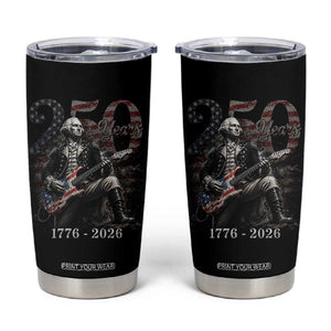 Vintage George Washington Playing Guitar 250 Years Tumbler Cup 1776 2026 Humor Patriotic USA Flag TS10 Black Print Your Wear