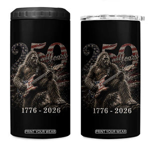Vintage Bigfoot Playing Guitar 250 Years 4 in 1 Can Cooler Tumbler 1776 2026 Bigfoot Patriotic USA Flag Sasquatch TS10 One Size: 16 oz Black Print Your Wear